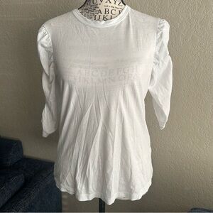 Veronica Beard Top XS White Pullover Waldorf Ruched Half Sleeve T-Shirt Crewneck